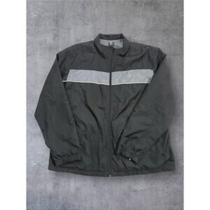 Vtg Starter Windbreaker Track Jacket Men’s Large Black Gray Lightweight Y2K